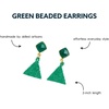 image:imageINKALLOY Beaded Boho Earrings Celia Small Triangle Drop Earrings with SemiPrecious Stone Post Hypoallergenic Handmade Jewelry for the Modern Bohemian 122Inch LengthKelly Green