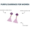image:imageINKALLOY Beaded Boho Earrings Celia Small Triangle Drop Earrings with SemiPrecious Stone Post Hypoallergenic Handmade Jewelry for the Modern Bohemian 122Inch LengthLight Lavender