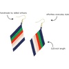 image:imageINKALLOY Beaded Earrings for Women Dangling Frida Diamond Shaped Drop Statement Boho Earrings Hypoallergenic Handmade Jewelry for the Modern BohemianNavy Red  Green Stripes