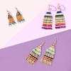 image:imageINKALLOY Beaded Earrings for Women Dangling Lexie Fringe Colorful Stripes Seed Bead Tassel Boho Earrings Handmade Jewelry for the Modern BohemianRainbow Gold