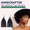 image:imageINKALLOY Beaded Earrings for Women Dangling Lexie Medium Fringe Colorful Seed Bead Tassel Boho Earrings Hypoallergenic Handmade Jewelry for the Modern Bohemian 325Inch LengthBlack