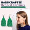 image:imageINKALLOY Beaded Earrings for Women Dangling Lexie Medium Fringe Colorful Seed Bead Tassel Boho Earrings Hypoallergenic Handmade Jewelry for the Modern Bohemian 325Inch LengthKelly Green