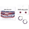 image:imageINKALLOY Game Day Earrings for Women Beaded Hoops for College Football Fans Handmade Jewelry for College Students Alumni Teachers Team Gifts 34InchBlue  Red Flower Studs