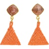 image:imageINKALLOY Beaded Boho Earrings Celia Small Triangle Drop Earrings with SemiPrecious Stone Post Hypoallergenic Handmade Jewelry for the Modern Bohemian 122Inch LengthCoral