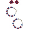 image:imageINKALLOY Game Day Earrings for Women Beaded Hoops for College Football Fans Handmade Jewelry for College Students Alumni Teachers Team Gifts 34InchBlue  Red Flower Studs