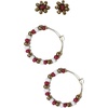 Red + Gold Flower Studs