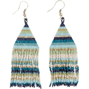 image:imageINKALLOY Beaded Earrings for Women Dangling Lexie Fringe Colorful Stripes Seed Bead Tassel Boho Earrings Handmade Jewelry for the Modern BohemianBlue