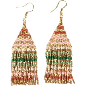 image:imageINKALLOY Beaded Earrings for Women Dangling Lexie Fringe Colorful Stripes Seed Bead Tassel Boho Earrings Handmade Jewelry for the Modern BohemianDesert