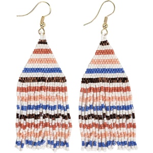 image:imageINKALLOY Beaded Earrings for Women Dangling Lexie Fringe Colorful Stripes Seed Bead Tassel Boho Earrings Handmade Jewelry for the Modern BohemianSedona
