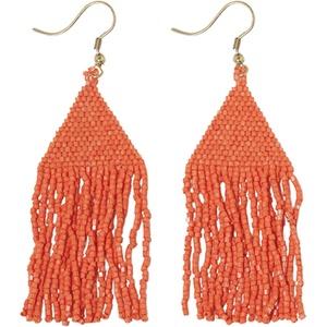 image:imageINKALLOY Beaded Earrings for Women Dangling Lexie Medium Fringe Colorful Seed Bead Tassel Boho Earrings Hypoallergenic Handmade Jewelry for the Modern Bohemian 325Inch LengthCoral Orange