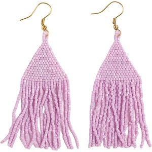 image:imageINKALLOY Beaded Earrings for Women Dangling Lexie Medium Fringe Colorful Seed Bead Tassel Boho Earrings Hypoallergenic Handmade Jewelry for the Modern Bohemian 325Inch LengthLavender Purple