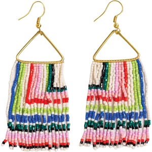 image:imageINKALLOY Beaded Earrings for Women Dangling Paige Luxe Seed Bead Fringe Statement Boho Earrings Hypoallergenic Handmade Jewelry for the Modern Bohemian 325InchesRio