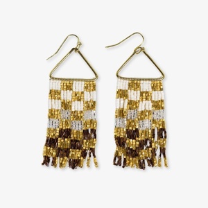 image:imageINKALLOY Beaded Earrings for Women Dangling Paige Luxe Seed Bead Fringe Statement Boho Earrings Hypoallergenic Handmade Jewelry for the Modern Bohemian 325InchesMixed Metallic