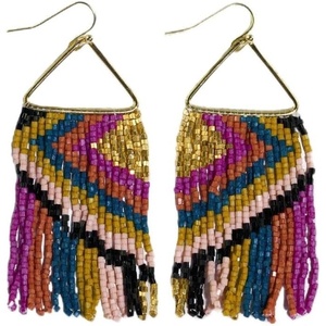 image:imageINKALLOY Beaded Earrings for Women Dangling Paige Luxe Seed Bead Fringe Statement Boho Earrings Hypoallergenic Handmade Jewelry for the Modern Bohemian 325InchesMuted