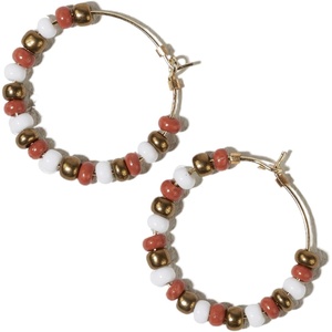 image:imageINKALLOY Game Day Earrings for Women Beaded Hoops for College Football Fans Handmade Jewelry for College Students Alumni Teachers Team Gifts 34InchBurnt Orange  White