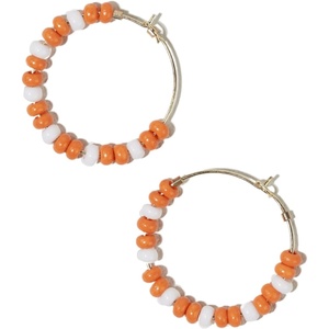image:imageINKALLOY Game Day Earrings for Women Beaded Hoops for College Football Fans Handmade Jewelry for College Students Alumni Teachers Team Gifts 34InchOrange  White