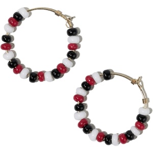 image:imageINKALLOY Game Day Earrings for Women Beaded Hoops for College Football Fans Handmade Jewelry for College Students Alumni Teachers Team Gifts 34InchRed  Black