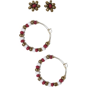 image:imageINKALLOY Game Day Earrings for Women Beaded Hoops for College Football Fans Handmade Jewelry for College Students Alumni Teachers Team Gifts 34InchRed  Gold Flower Studs