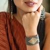 image:imageINK  ALLOY Beaded Cuff Bracelets for Women Brooklyn Luxe Seed Bead Stretch Boho Bracelet Handmade Jewelry for the Modern Bohemian 15Inch WidthBlack Gold Diamond