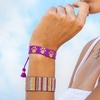 image:imageINK  ALLOY Game Day Striped Cuff Bracelets for Women Beaded Stretch Bracelet for Football Gameday Outfits Handmade Jewelry for College Students Teachers Football Moms 1Inch WPurple  Yellow