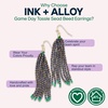 image:imageINK  ALLOY Game Day Tassel Seed Bead Earrings  Handcrafted Statement Earrings ready for Gameday  Lightweight amp BoldBlue  Gold  Green