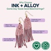 image:imageINK  ALLOY Game Day Tassel Seed Bead Earrings  Handcrafted Statement Earrings ready for Gameday  Lightweight amp BoldMaroon  White