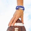 image:imageINK  ALLOY Womens Game Day Jewelry Beaded Bracelets and Beaded Fringe Earrings Set Handmade Jewelry for College Students Teachers Team Gifts Football MomsBlue and White