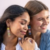 image:imageINKALLOY Beaded Earrings for Women Dangling Billie Luxe Sead Bead Fringe Boho Earrings Hypoallergenic Handmade Jewelry for the Modern Bohemian 33Inch LengthBlue  Red