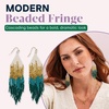 image:imageINKALLOY Beaded Earrings for Women Dangling Claire Luxe Seed Bead Fringe Statement Boho Earrings Hypoallergenic Handmade Jewelry for the Modern Bohemian 425InchEmerald Green