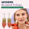 image:imageINKALLOY Beaded Earrings for Women Dangling Claire Luxe Seed Bead Fringe Statement Boho Earrings Hypoallergenic Handmade Jewelry for the Modern Bohemian 425InchCoral Orange