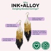image:imageINKALLOY Beaded Earrings for Women Dangling Claire Luxe Seed Bead Fringe Statement Boho Earrings Hypoallergenic Handmade Jewelry for the Modern Bohemian 425InchBlack and Gold