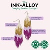 image:imageINKALLOY Beaded Earrings for Women Dangling Claire Luxe Seed Bead Fringe Statement Boho Earrings Hypoallergenic Handmade Jewelry for the Modern Bohemian 425InchMagenta