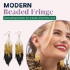 image:imageINKALLOY Beaded Earrings for Women Dangling Claire Luxe Seed Bead Fringe Statement Boho Earrings Hypoallergenic Handmade Jewelry for the Modern Bohemian 425InchBlack and Gold