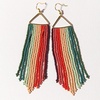 image:imageINKALLOY Beaded Earrings for Women Dangling Emilie Seed Bead Long Fringe Statement Boho Earrings Hypoallergenic Handmade Jewelry for the Modern Bohemian 45InchPink Port Mint Teal Stripe