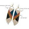 image:imageINKALLOY Beaded Earrings for Women Dangling Emilie Seed Bead Long Fringe Statement Boho Earrings Hypoallergenic Handmade Jewelry for the Modern Bohemian 45InchRust and Blue
