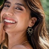 image:imageINKALLOY Boho Sun Earrings for Women Gretchen Brass Metal Half Sun Gold Threader Earrings Handmade Jewelry for the Modern Bohemian 2Inches Gold
