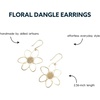 image:imageINKALLOY Flower Earrings for Women Dangling Twiggy Open Petals Brass Metal Boho Floral Drop Earrings Hypoallergenic Handmade Jewelry for the Modern Bohemian 236Inch L Gold