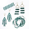 image:imageINKALLOY Game Day Earrings for Women Beaded Fringe Earrings for Football Gameday Outfits Handmade Jewelry for College Students Team Gifts Teachers Football MomsDark Green  White
