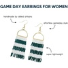 image:imageINKALLOY Game Day Earrings for Women Beaded Fringe Earrings for Football Gameday Outfits Handmade Jewelry for College Students Team Gifts Teachers Football MomsDark Green  White