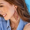 image:imageINKALLOY Game Day Earrings for Women Luxe Beaded Fringe Earrings for Football Gameday Outfits Handmade Jewelry for College Students Team Gifts Teachers Football MomsDark Red  Gold