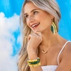 image:imageINKALLOY Game Day Earrings for Women Luxe Beaded Fringe Earrings for Football Gameday Outfits Handmade Jewelry for College Students Team Gifts Teachers Football MomsGreen  Yellow
