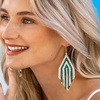 image:imageINKALLOY Game Day Earrings for Women Luxe Beaded Fringe Earrings for Football Gameday Outfits Handmade Jewelry for College Students Team Gifts Teachers Football MomsGreen  White