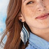 image:imageINKALLOY Game Day Earrings for Women Luxe Beaded Fringe Earrings for Football Gameday Outfits Handmade Jewelry for College Students Team Gifts Teachers Football MomsLight Blue  Navy