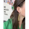 image:imageINKALLOY Gold Dangle Earrings for Women Samantha Brass Metal Leaves Botanical Boho Statement Earrings Dangling Hypoallergenic Handmade Jewelry for Women 375Inches Gold