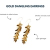 image:imageINKALLOY Gold Dangle Earrings for Women Samantha Brass Metal Leaves Botanical Boho Statement Earrings Dangling Hypoallergenic Handmade Jewelry for Women 375Inches Gold