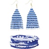 image:imageINK  ALLOY Womens Game Day Jewelry Beaded Bracelets and Beaded Fringe Earrings Set Handmade Jewelry for College Students Teachers Team Gifts Football MomsBlue and White