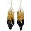 image:imageINKALLOY Beaded Earrings for Women Dangling Claire Luxe Seed Bead Fringe Statement Boho Earrings Hypoallergenic Handmade Jewelry for the Modern Bohemian 425InchBlack and Gold