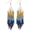 image:imageINKALLOY Beaded Earrings for Women Dangling Claire Luxe Seed Bead Fringe Statement Boho Earrings Hypoallergenic Handmade Jewelry for the Modern Bohemian 425InchBlue