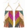image:imageINKALLOY Beaded Earrings for Women Dangling Whitney Medium Fringe Statement Boho Earrings Hypoallergenic Handmade Jewelry for the Modern Bohemian 325Inch LengthMuted Chevron