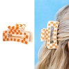 image:imageINKALLOY Beaded Hair Claw Clips Game Day Claw Clips in Team Colors Handmade Hair Clips for College Students Sports Fans Teachers Alumni Football Moms 35Inches Light Blue CheckeredOrange  White Checkered